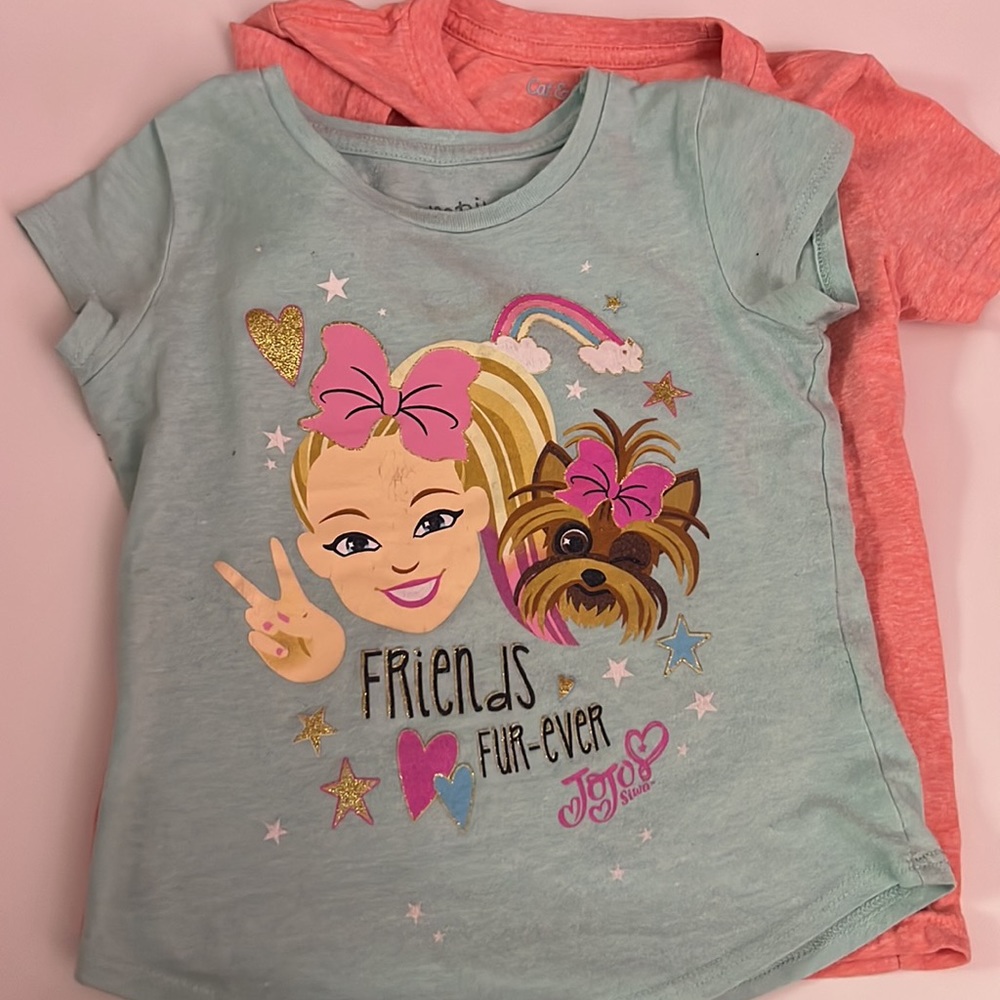 Two Size 4T short sleeve shirts Jojo Siwa 🎀 & skateboard watermelon 🍉!!
